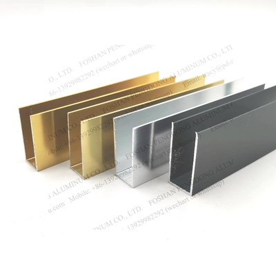 Aluminium raamprofielen Aangepaste U-kanaal glanzende zilveren gouden kleur